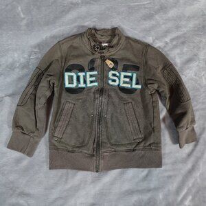 Diesel Embroidered Sweatshirt Toddler Size 5T Full Zip Washed Green